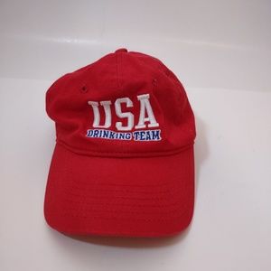 Team USA Drinking Team Red Adjustable Strapback Baseball Cap Embroidered